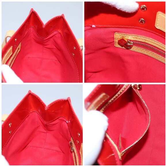 LOUIS VUITTON Monogram Vernis Reade PM Hand Bag Red Rouge - Picture 15 of 16